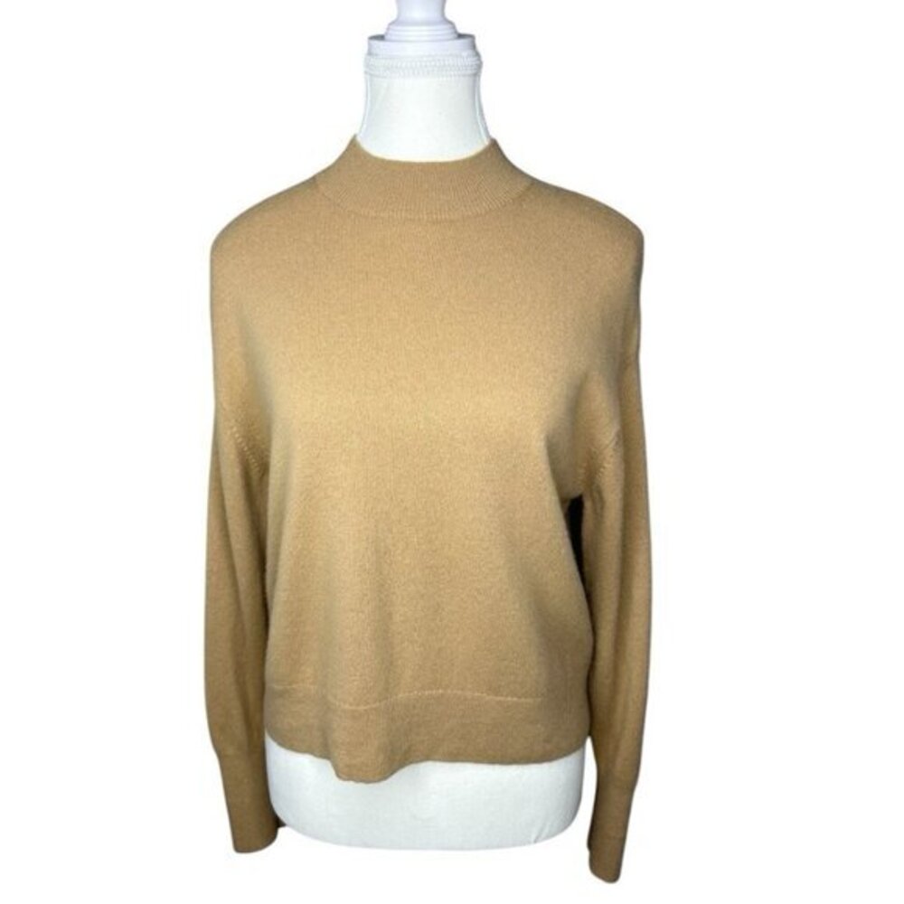 Everlane Womens Cashmere‎ Crop Mockneck Luxury Sweater Camel Tan Size Small